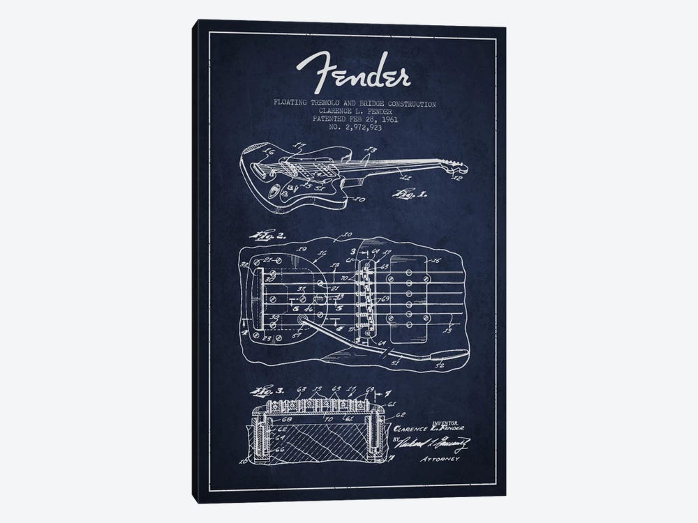 Floating Tremolo Navy Blue Patent Blueprint by Aged Pixel 1-piece Art Print