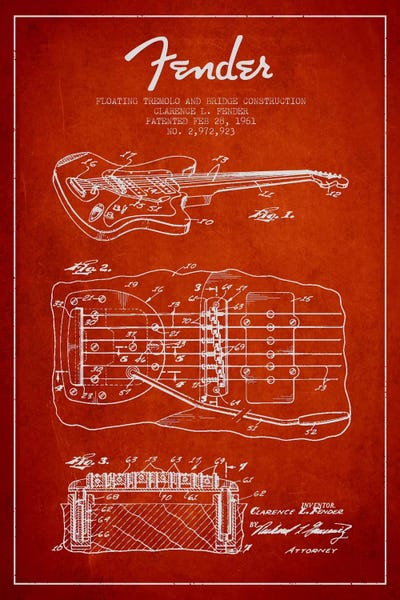 Music Blueprints: Floating Tremolo Red Patent Blueprint by Aged Pixel