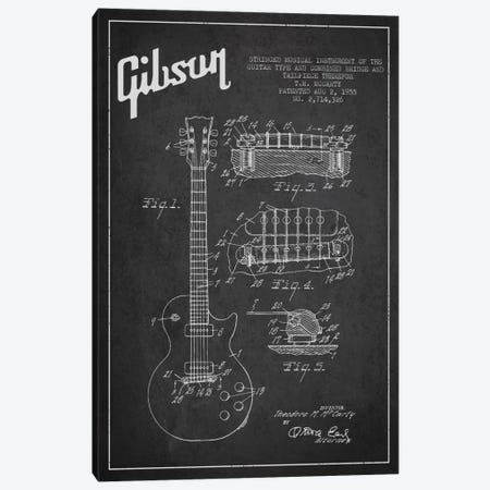 Gibson Guitar Charcoal Patent Blueprint Canvas Print #ADP954} by Aged Pixel Canvas Art
