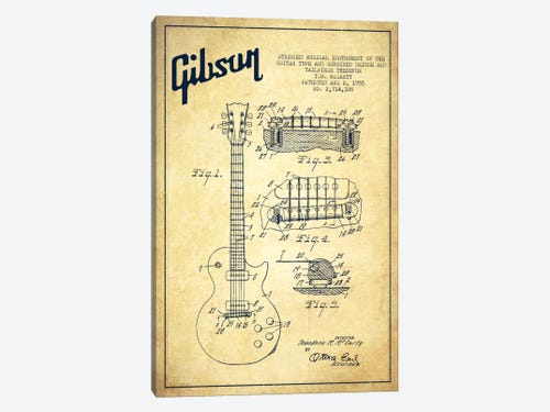 Gibson Guitar 1955 Patent Print Digital Download Printable Wall Art Music Lover Musicians Gift Holiday Gift Friend Gift Includes 12 Prints