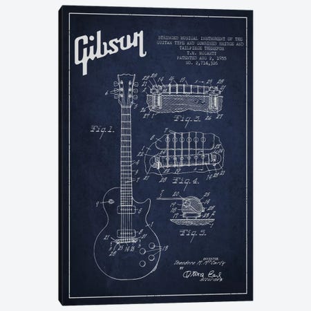 Gibson Guitar Blue Patent Blueprint Canvas Print #ADP958} by Aged Pixel Canvas Print