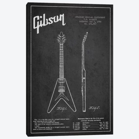 Gibson Electric Guitar Charcoal Patent Blueprint Canvas Print #ADP959} by Aged Pixel Canvas Print
