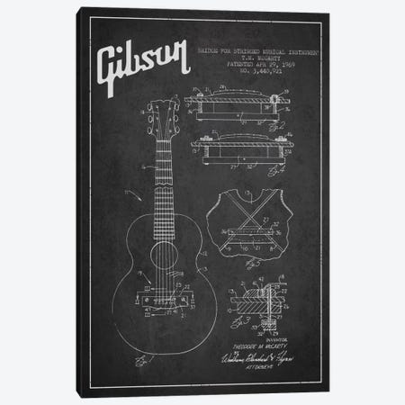 Gibson Stringed Charcoal Patent Blueprint Canvas Print #ADP964} by Aged Pixel Canvas Print