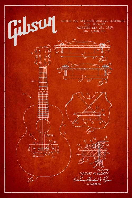 Gibson Stringed Red Patent Blueprint
