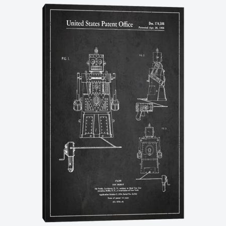 Toy Robot Dark Patent Blueprint Canvas Print #ADP96} by Aged Pixel Canvas Art