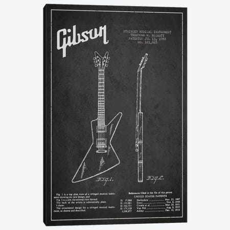 Gibson Electric Guitar Charcoal Patent Blueprint Canvas Print #ADP974} by Aged Pixel Canvas Wall Art