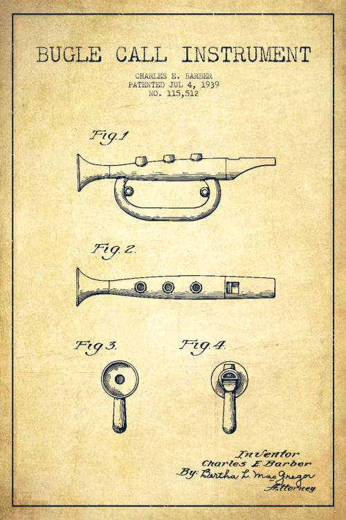 Bugle Vintage Patent Blueprint