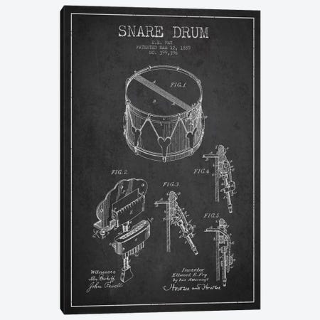 Snare Drum Charcoal Patent Blueprint Canvas Print #ADP989} by Aged Pixel Canvas Art