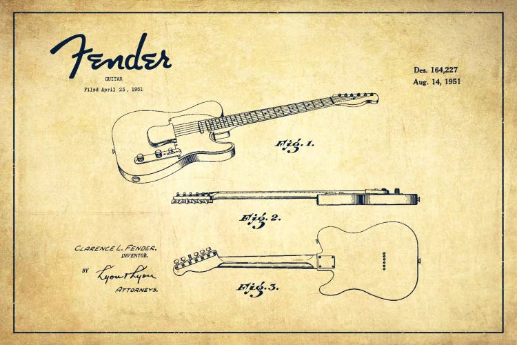 Fender Guitar Vintage Patent Blueprint