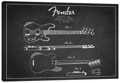 Fender Guitar Charcoal Patent Blueprint Canvas Art Print - Aged Pixel
