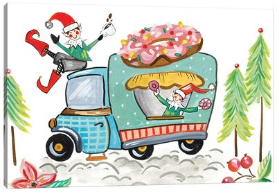 Donut Elves Canvas Art Print - Holiday Eats & Treats