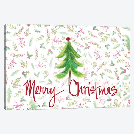Merry Christmas Tree Canvas Print #ADS27} by Ani Del Sol Canvas Artwork