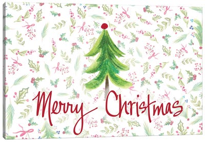 Merry Christmas Tree Canvas Art Print