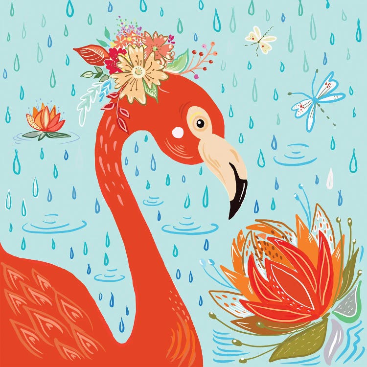 Flamingo in the Rain