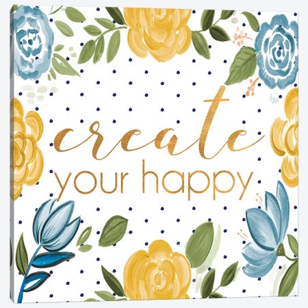 Create your Happy Canvas Print #ADS3} by Ani Del Sol Canvas Artwork