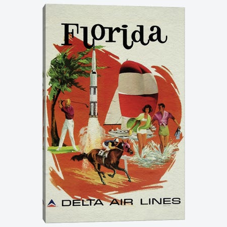 Florida Vintage Poster From Vector Canvas Print #ADT1016} by Alessandro Della Torre Canvas Wall Art