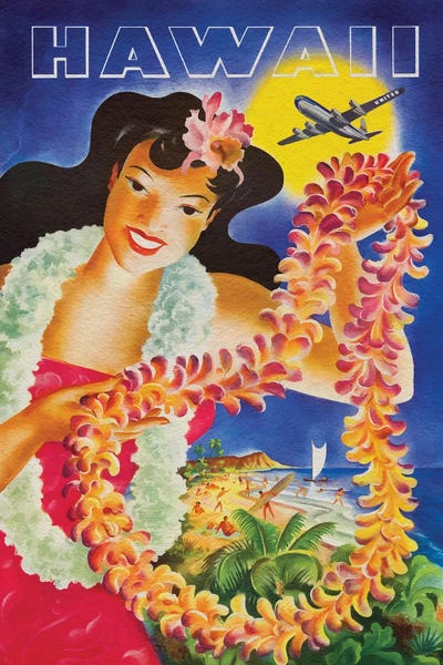 Hawaii: Hawaii Vintage Travel Poster (From Vector) by Alessandro Della Torre