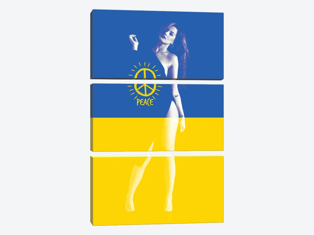 Ukrainian Girl Claiming For Peace by Alessandro Della Torre 3-piece Canvas Print