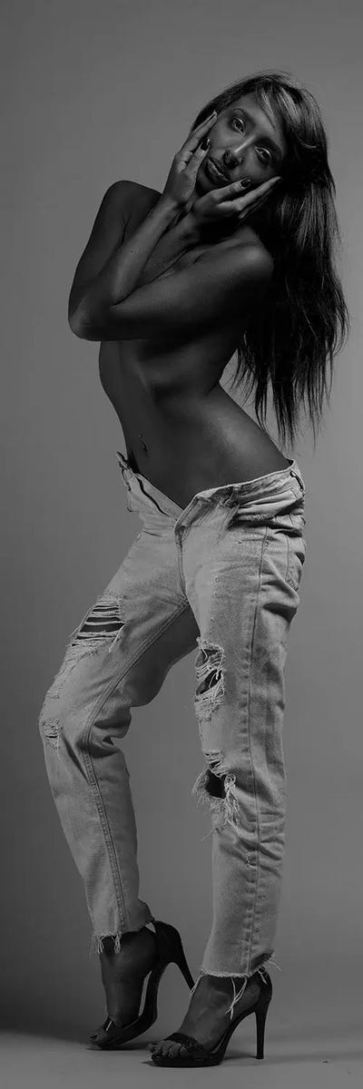 Black Woman In Jeans by Alessandro Della Torre canvas print