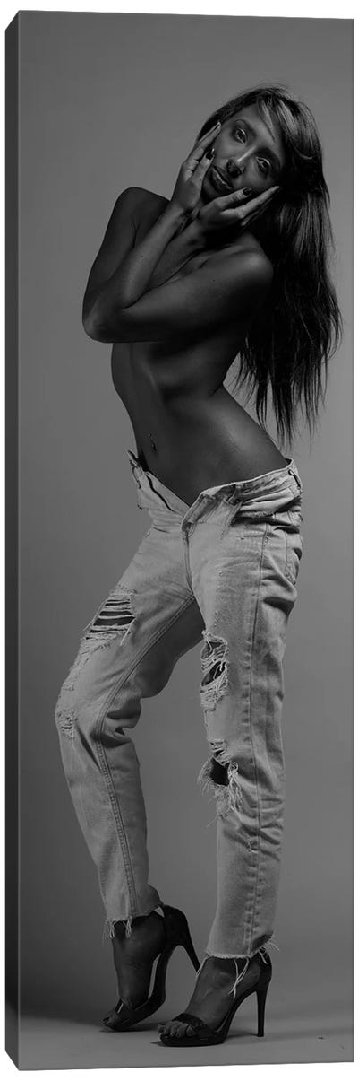 Black Woman In Jeans Canvas Art Print - Alessandro Della Torre