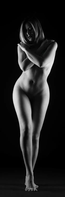 Nude Woman Standing And Embracing