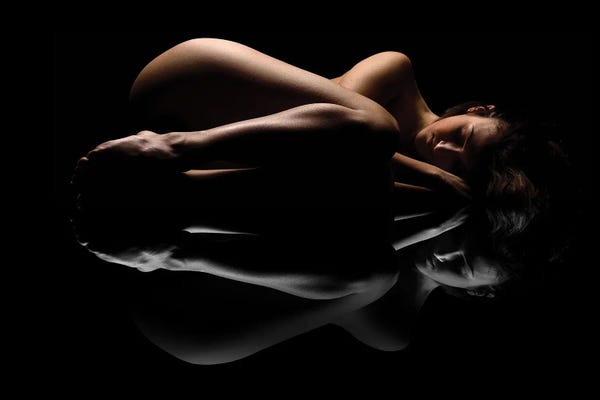 Nude Art Attractive Reflection Of A Naked Woman'S Body Laying Down III