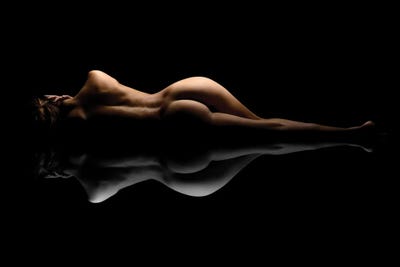 Nude Art Attractive Reflection Of A Naked Woman'S Body Laying Down IV by Alessandro Della Torre art print