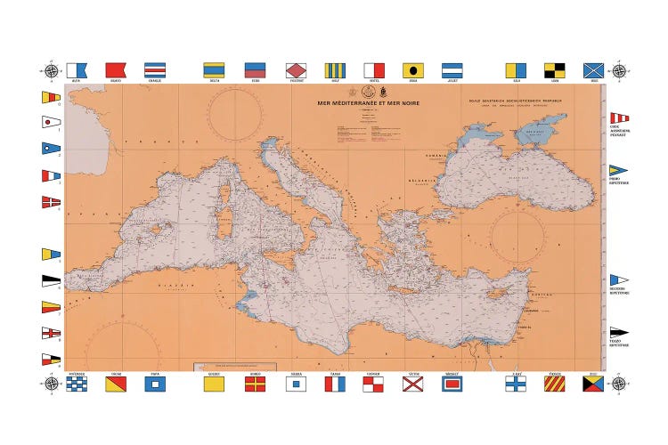 Nautical Navigation Chart Mediterranean Area