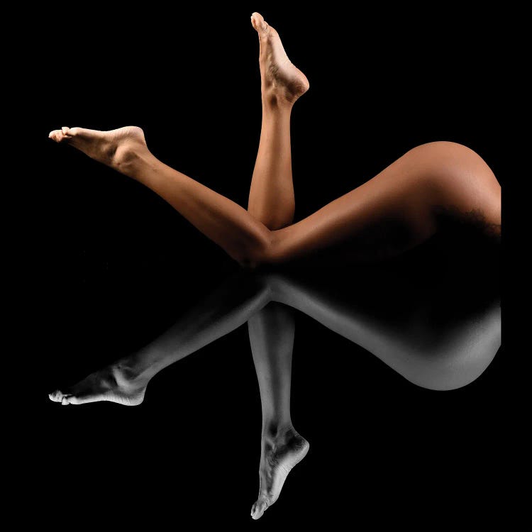 Nude Art Attractive Reflection Of Naked Woman Sexy Laying Down On Black II