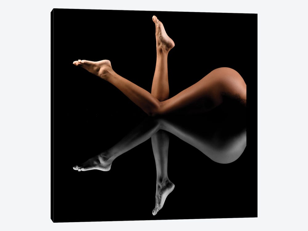 Nude Art Attractive Reflection Of Naked Woman Sexy Laying Down On Black II by Alessandro Della Torre 1-piece Canvas Art
