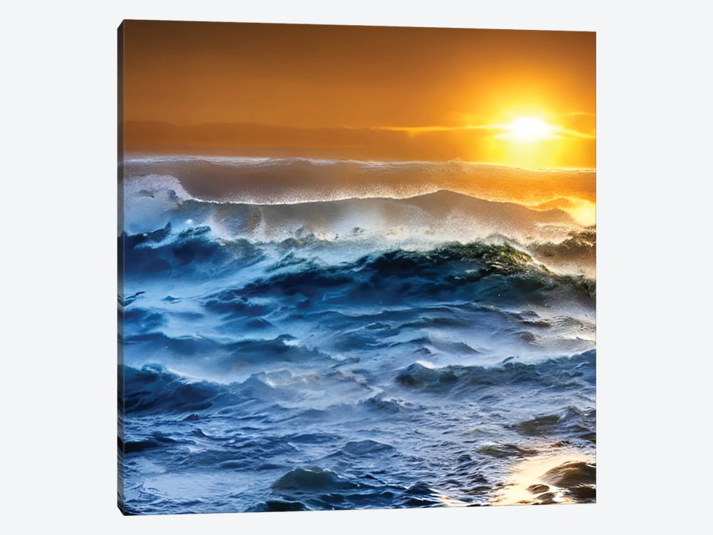 Stormy Ocean Under The Sunset by Alessandro Della Torre 1-piece Canvas Print