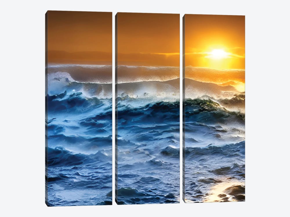 Stormy Ocean Under The Sunset by Alessandro Della Torre 3-piece Art Print