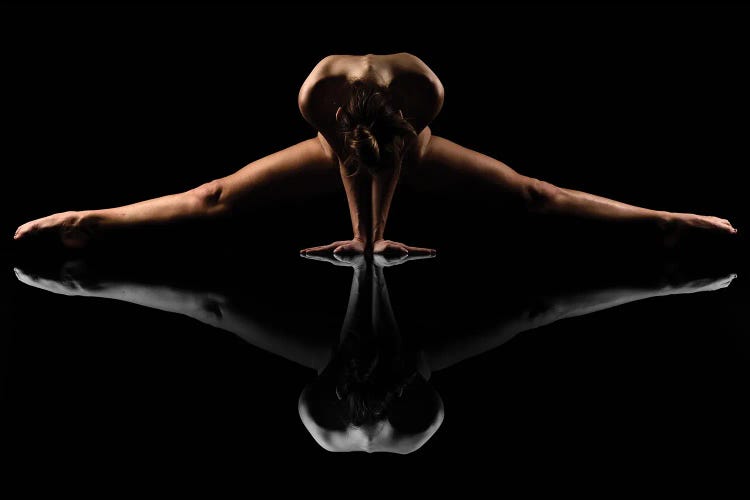 Nude Art Attractive Reflection Of Naked Woman Sexy Laying Down On Black VII