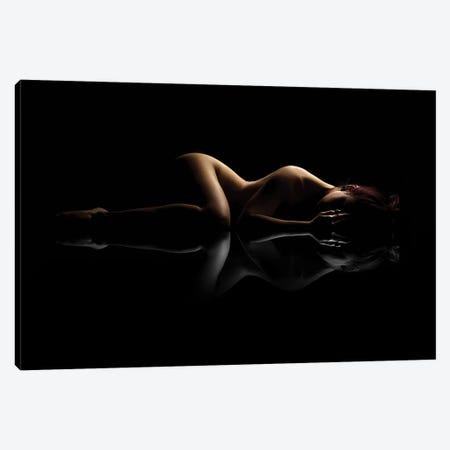 Nude Art Attractive Reflection Of Naked Woman Sexy Laying Down On Black VIII Canvas Print #ADT116} by Alessandro Della Torre Art Print