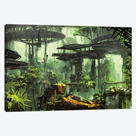 Cyberpunk Scenery In A Jungle III Canvas Print #ADT1171} by Alessandro Della Torre Canvas Wall Art