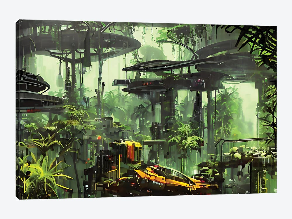 Cyberpunk Scenery In A Jungle III by Alessandro Della Torre 1-piece Art Print