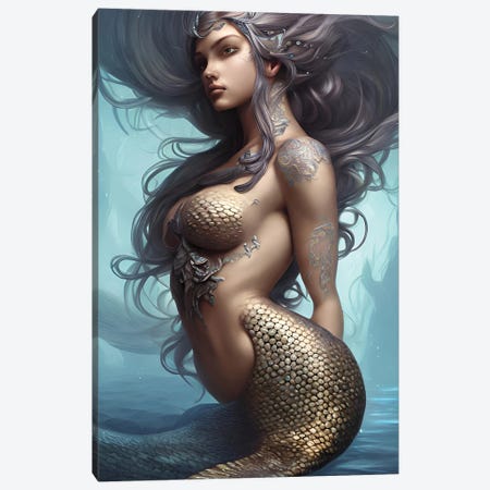 Digital Mermaid Canvas Print #ADT1186} by Alessandro Della Torre Canvas Art