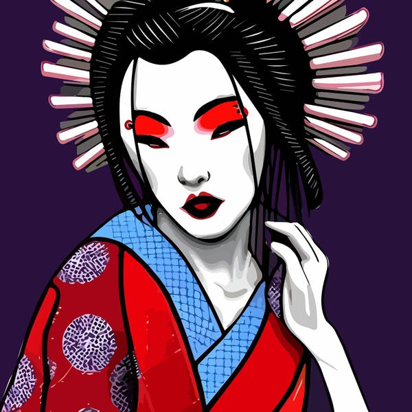 East Asian Culture: Comic Of A Geisha Portrait by Alessandro Della Torre