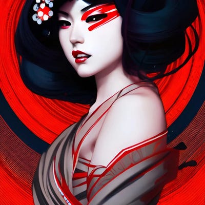 Cyberpunk Geisha III Canva - Canvas Art Print | Alessandro Della Torre