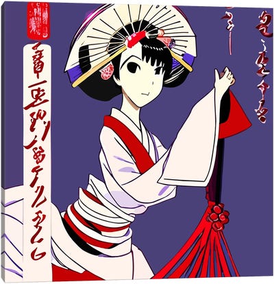 Innocent Geisha Ina White Dress Canvas Art Print - Geisha