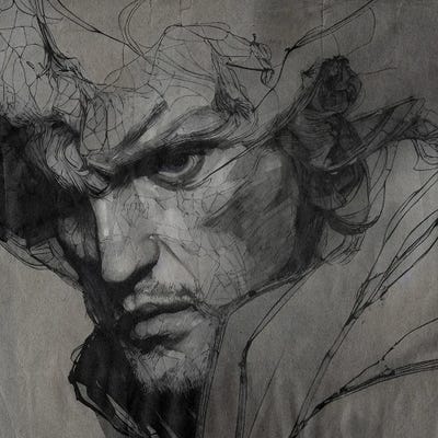 Sketch In Pencil Of A Mans Face by Alessandro Della Torre art print