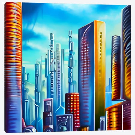 Skyscrapers Skyline Canvas Print #ADT1212} by Alessandro Della Torre Art Print