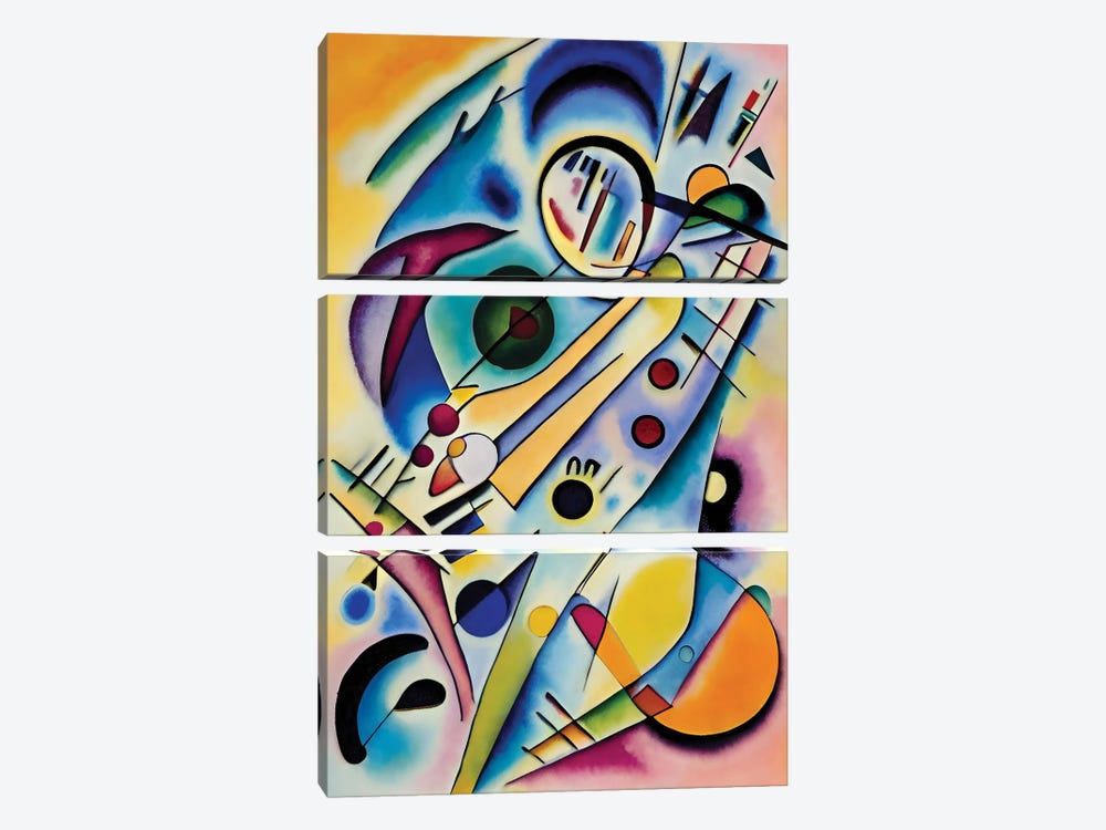 Abstract Modern Artwork Emulating Kandinsky XII by Alessandro Della Torre 3-piece Art Print