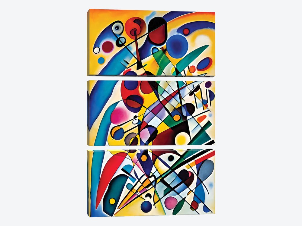 Abstract Modern Artwork Emulating Kandinsky XV by Alessandro Della Torre 3-piece Canvas Art