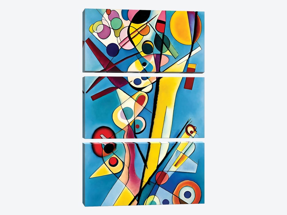 Abstract Modern Artwork Emulating Kandinsky XVII by Alessandro Della Torre 3-piece Canvas Art Print