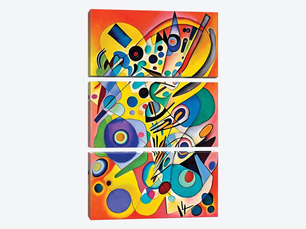 Abstract Modern Artwork Emulating Kandinsky XXI by Alessandro Della Torre 3-piece Canvas Wall Art