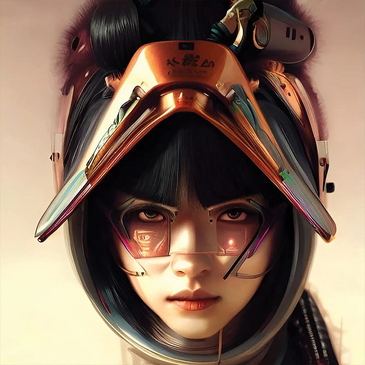 Asian Woman With Android Helmet