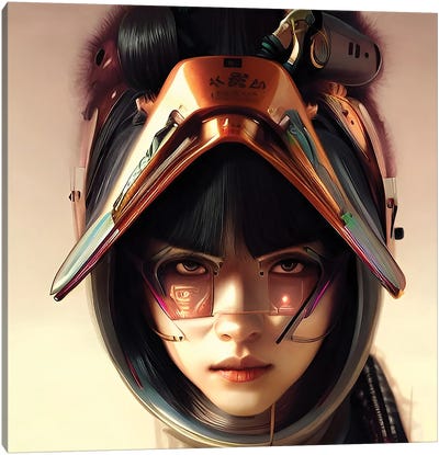 Asian Woman With Android Helmet Canvas Art Print - Alessandro Della Torre