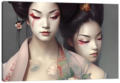 Beautiful Geishas Posing Canvas Art Print - Alessandro Della Torre