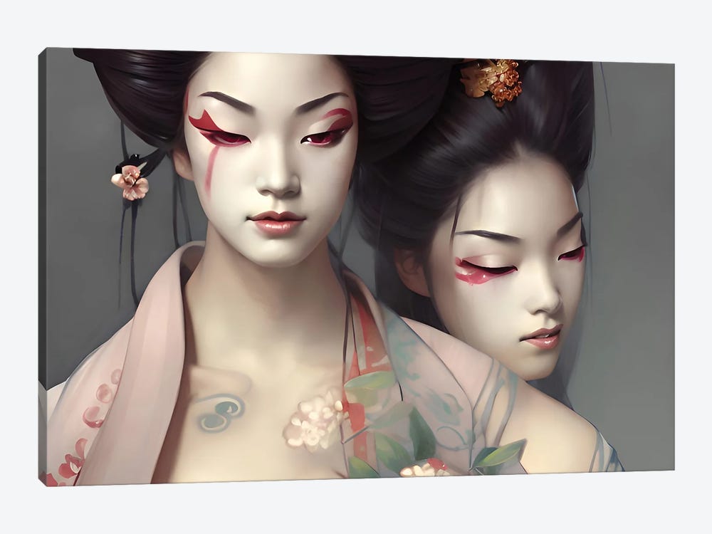 Beautiful Geishas Posing by Alessandro Della Torre 1-piece Canvas Wall Art
